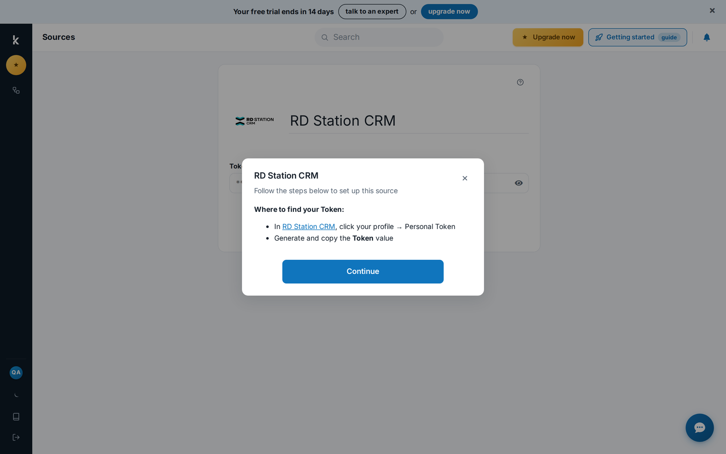 RD Station CRM connector setup instructions