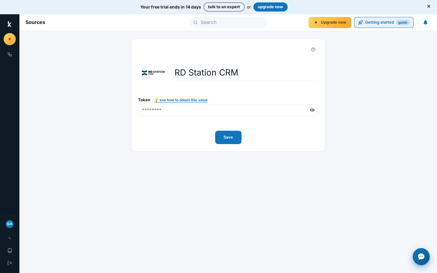 Configuration form with Token field