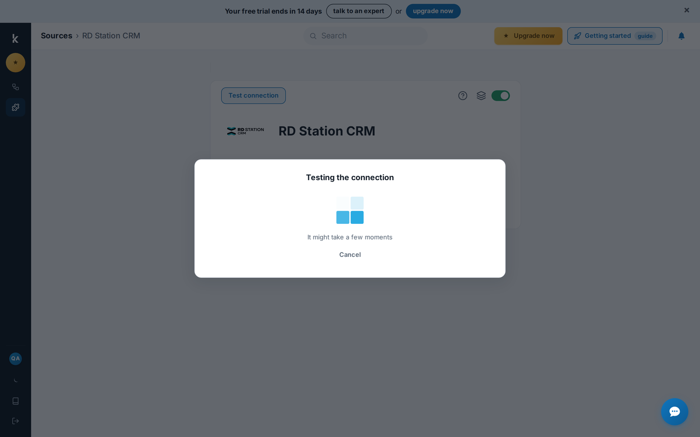Connection test in progress