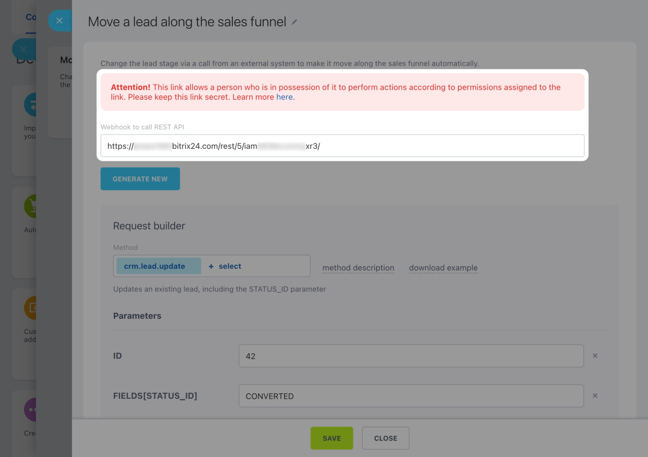 Bitrix - Webhook to call REST API
