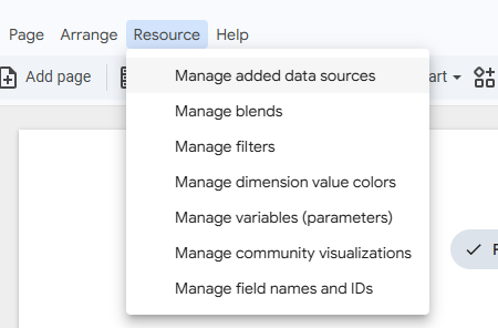 Navigate to Manage added data sources