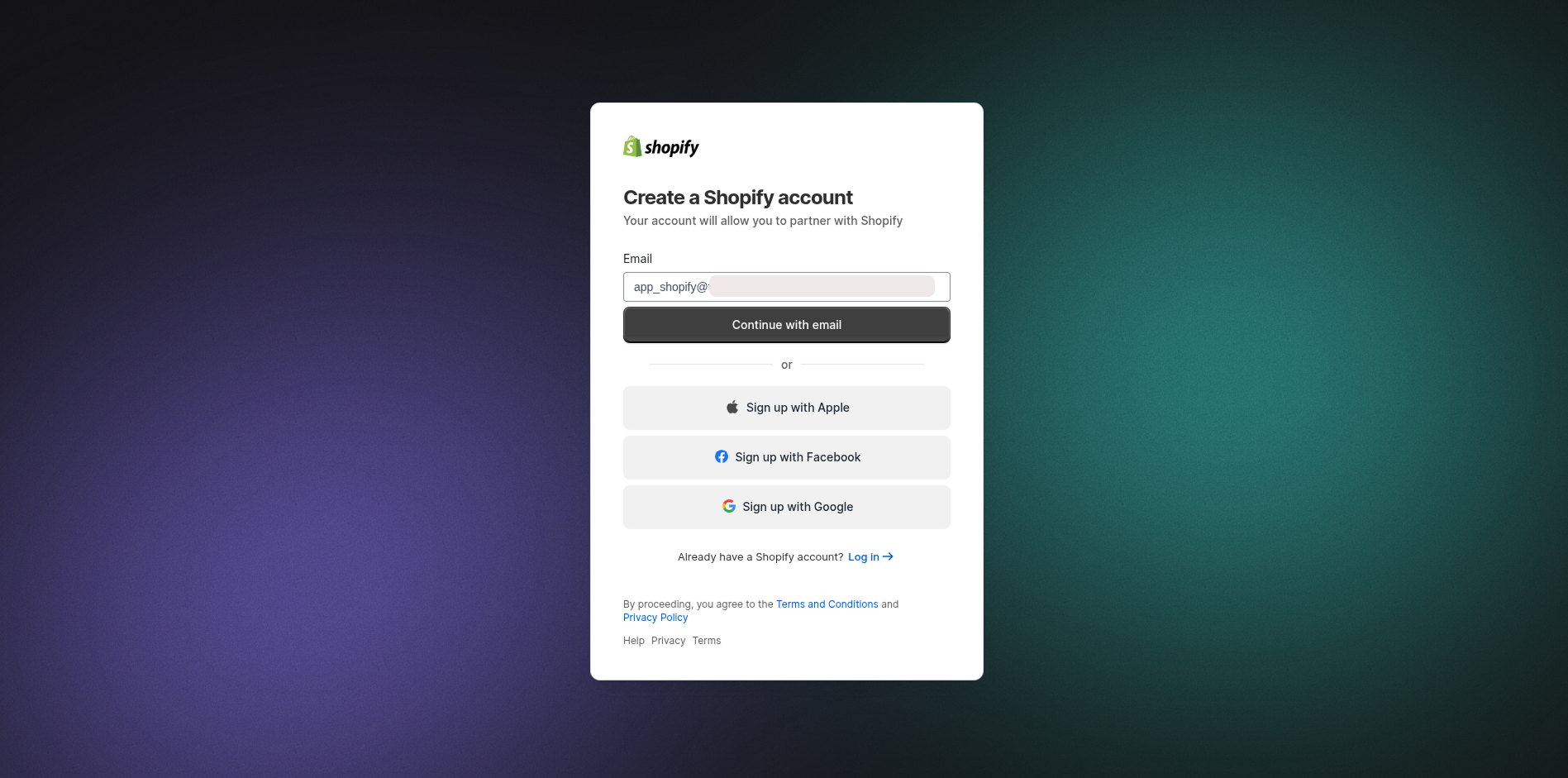 Criar conta Shopify Partners