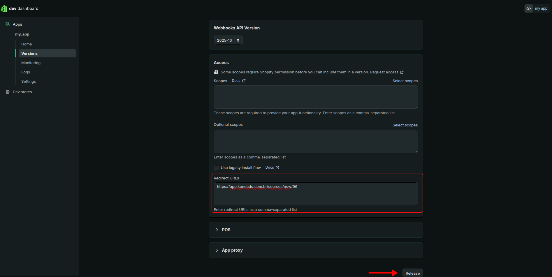 Configurar Redirect URL